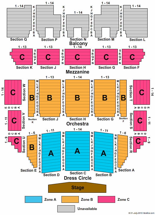 Raleigh Memorial Auditorium At Martin Marietta Center for the Performing Arts The Wiggles Zone Seating Chart